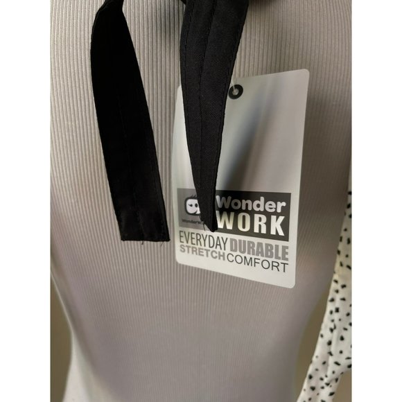 Wonder Work Stretch Comfort Professional Work Scrub Hat/Cap & Black/White Polka - Picture 7 of 11